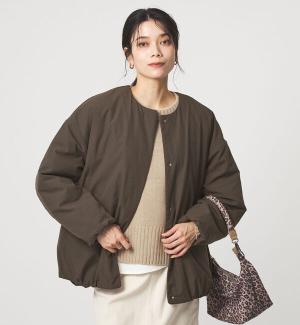 UNITED ARROWS green label relaxing「［size SHORTあり］パフィー ノーカラー ブルゾン 2 撥水 ウォッシャブル」|ブルゾン・スタジャン|DK.BROWN