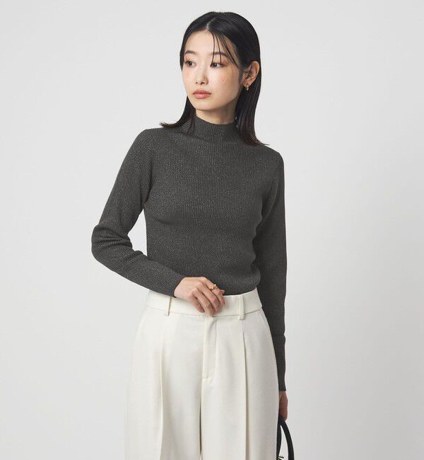 UNITED ARROWS green label relaxing「ラメ リブ ボトルネック ニット プルオーバー 2  ウォッシャブル」|ニット・セーター|DK.GRAY