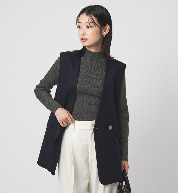 UNITED ARROWS green label relaxing「ラメ リブ ボトルネック ニット プルオーバー 2  ウォッシャブル」|ニット・セーター|