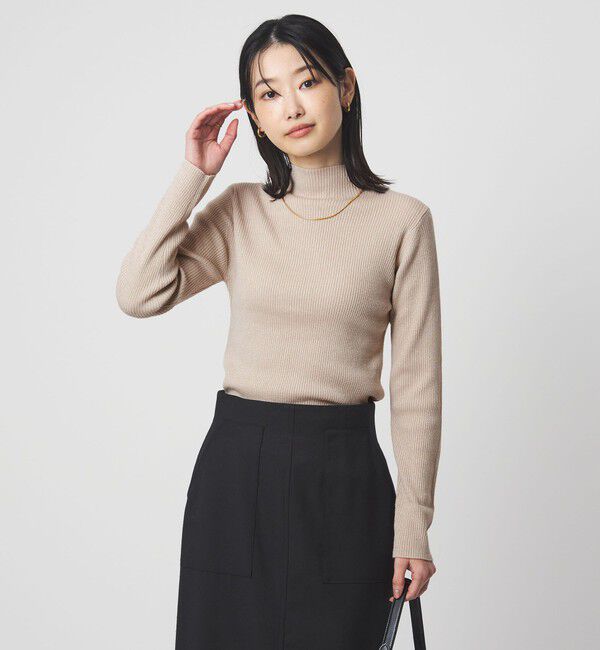 UNITED ARROWS green label relaxing「ラメ リブ ボトルネック ニット プルオーバー 2  ウォッシャブル」|ニット・セーター|NATURAL