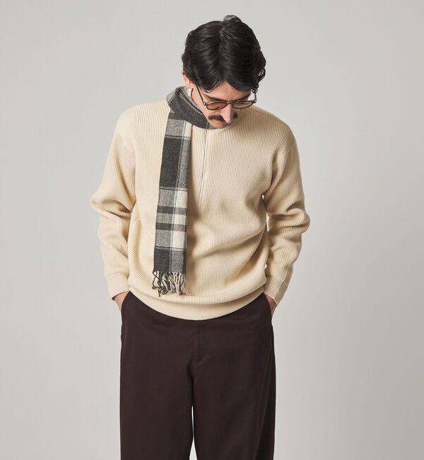 STEVEN ALAN「＜Steven Alan＞ T/C 9G アゼ ハーフジップ ドライバーズ ニット」|ニット・セーター|