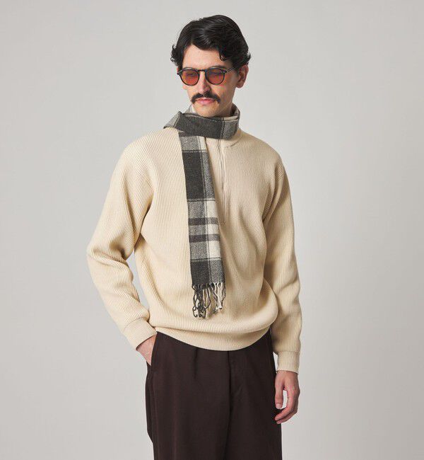 STEVEN ALAN「＜Steven Alan＞ T/C 9G アゼ ハーフジップ ドライバーズ ニット」|ニット・セーター|