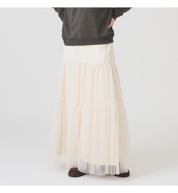 Ray BEAMS 「チュール キリカエ ティアード スカート」|スカート|OFF_WHITE