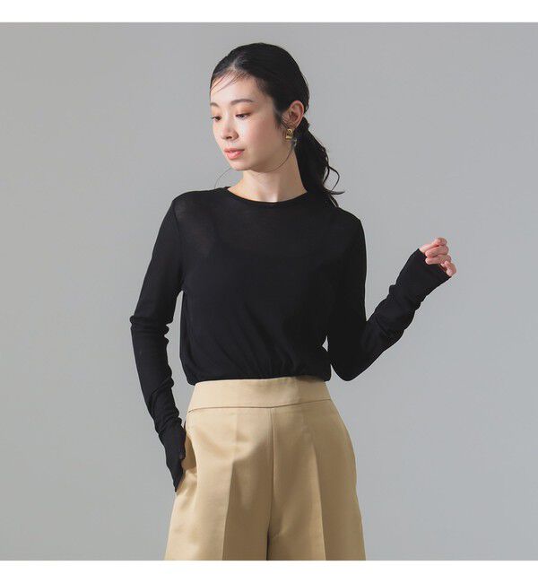Demi-Luxe BEAMS 「シアーコットン ロングスリーブTシャツ」|Tシャツ・カットソー|BLACK