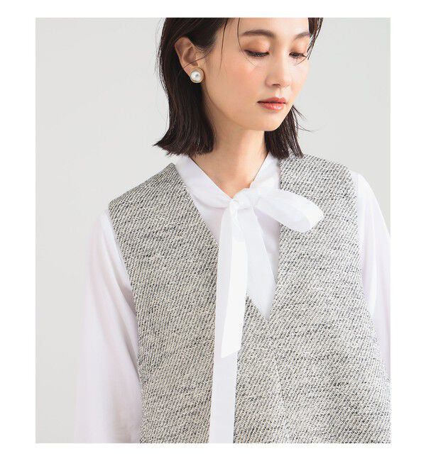 Demi-Luxe BEAMS 「ツイード フレア Vネック ジレ＊」|シャツ・ブラウス|OFF_WHITE