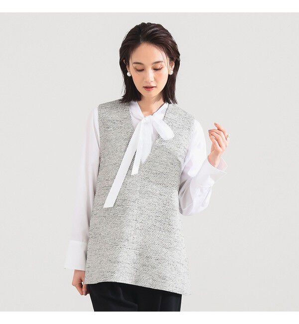 Demi-Luxe BEAMS 「ツイード フレア Vネック ジレ＊」|シャツ・ブラウス|