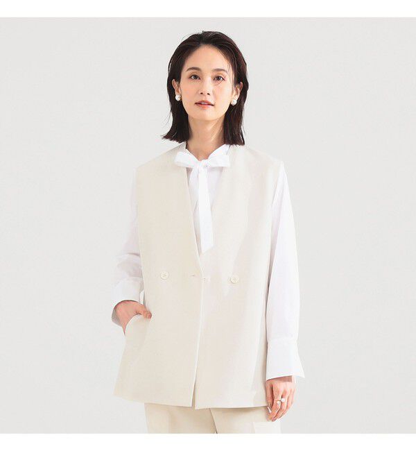 Demi-Luxe BEAMS 「	ラペルレス 2ボタン ジレ」|ダウン|