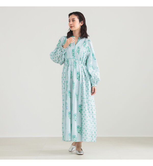 Demi-Luxe BEAMS 「ne Quittez pas / コットンジャカード リリープリント シャーリング ワンピース」|ワンピース|