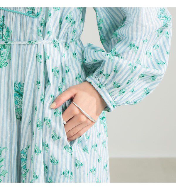 Demi-Luxe BEAMS 「ne Quittez pas / コットンジャカード リリープリント シャーリング ワンピース」|ワンピース|