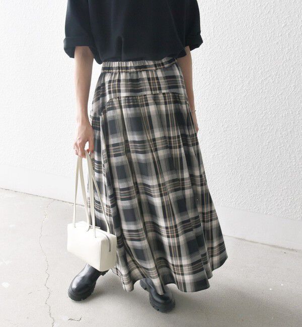 SHIPS any「SHIPS any:〈洗濯機可能〉ペール チェック ギャザー フレア スカート」|スカート|