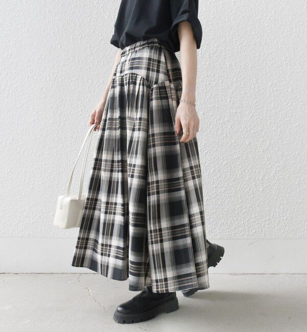 SHIPS any「SHIPS any:〈洗濯機可能〉ペール チェック ギャザー フレア スカート」|スカート|