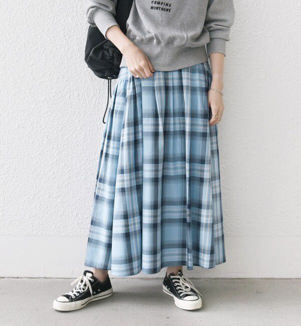 SHIPS any「SHIPS any:〈洗濯機可能〉ペール チェック ギャザー フレア スカート」|スカート|