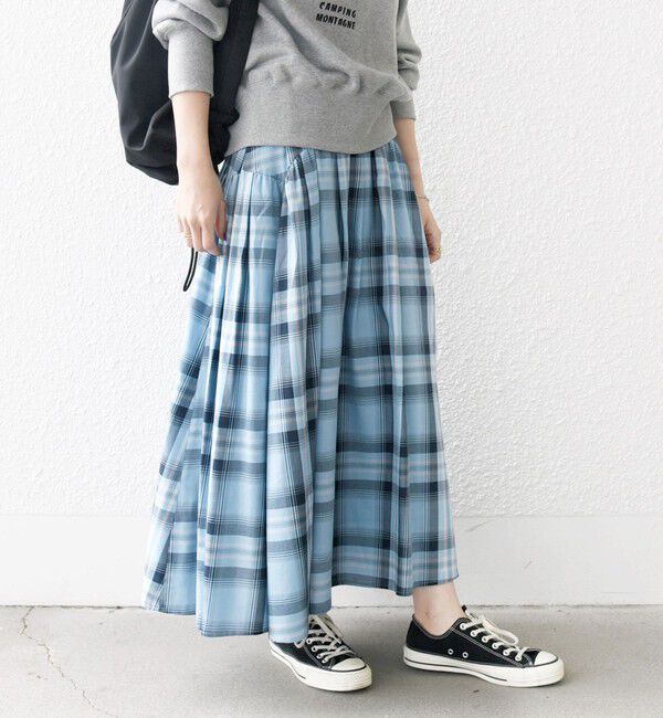 SHIPS any「SHIPS any:〈洗濯機可能〉ペール チェック ギャザー フレア スカート」|スカート|