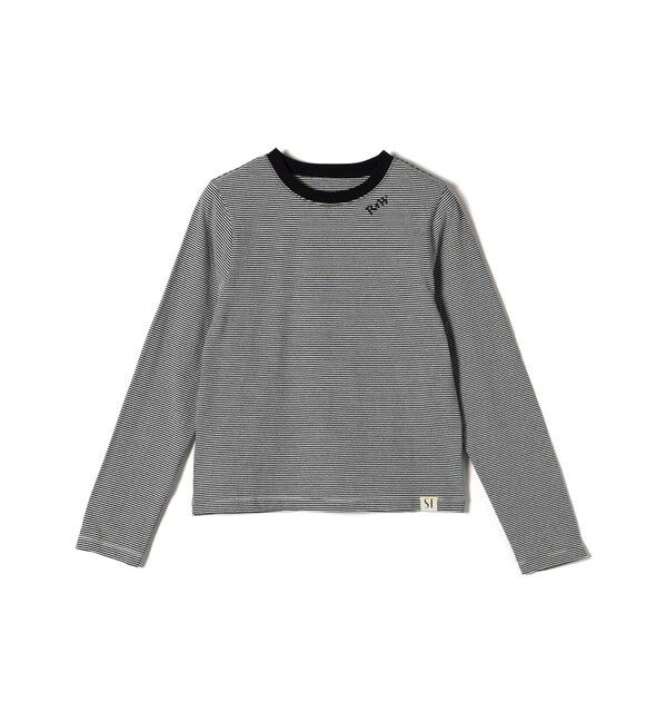 SHIPS for women「《一部追加予約》【WEB限定】〈洗濯機可能〉刺繍 デザイン ボーダー リンガー TEE」|Tシャツ・カットソー|