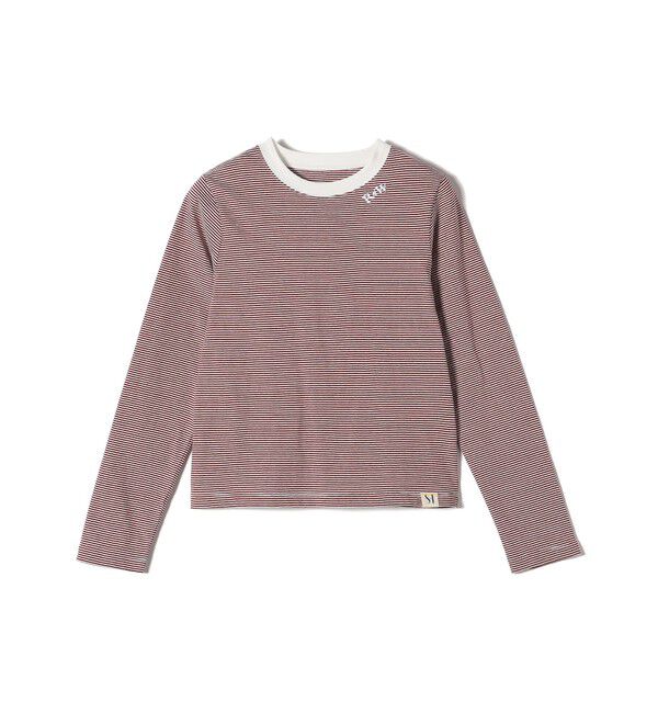 SHIPS for women「《一部追加予約》【WEB限定】〈洗濯機可能〉刺繍 デザイン ボーダー リンガー TEE」|Tシャツ・カットソー|