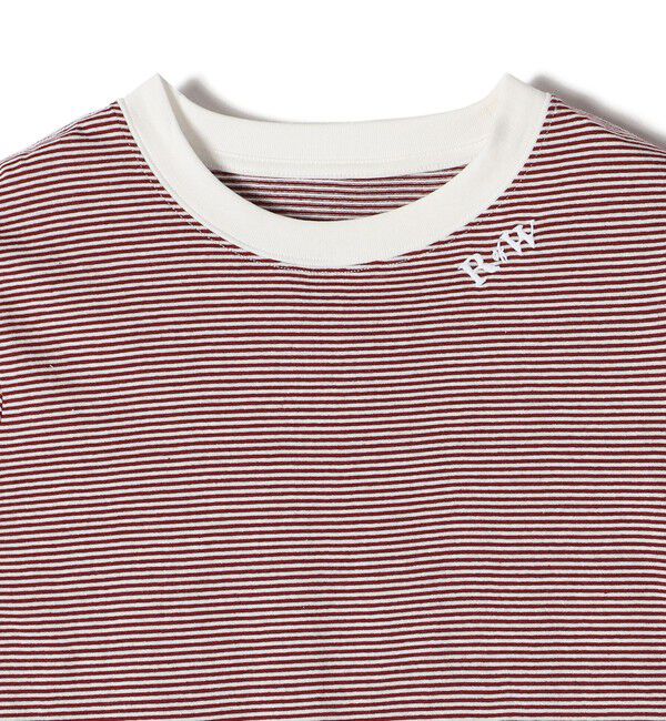 SHIPS for women「《一部追加予約》【WEB限定】〈洗濯機可能〉刺繍 デザイン ボーダー リンガー TEE」|Tシャツ・カットソー|