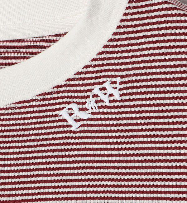 SHIPS for women「《一部追加予約》【WEB限定】〈洗濯機可能〉刺繍 デザイン ボーダー リンガー TEE」|Tシャツ・カットソー|