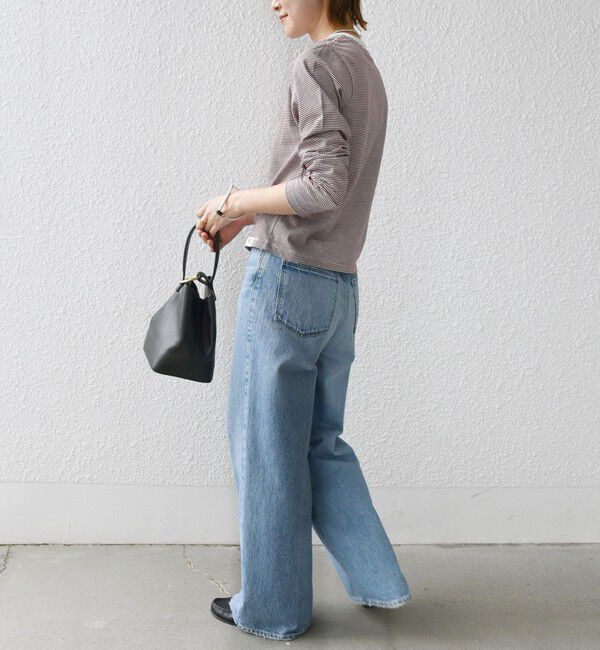 SHIPS for women「《一部追加予約》【WEB限定】〈洗濯機可能〉刺繍 デザイン ボーダー リンガー TEE」|Tシャツ・カットソー|