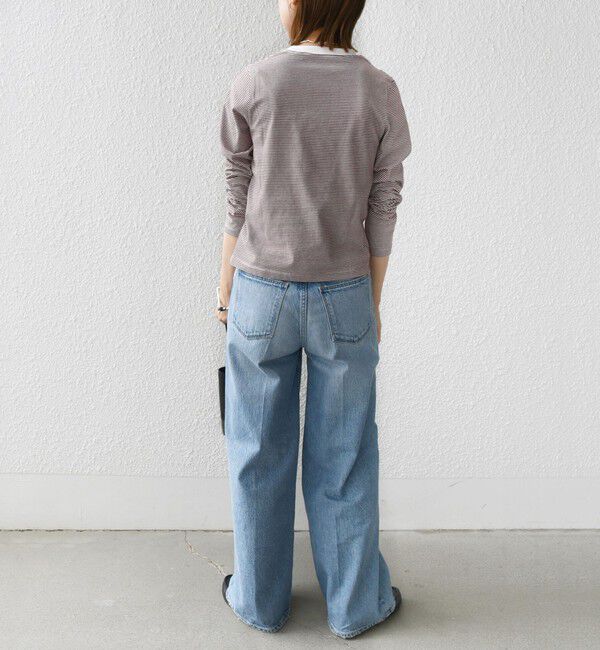 SHIPS for women「《一部追加予約》【WEB限定】〈洗濯機可能〉刺繍 デザイン ボーダー リンガー TEE」|Tシャツ・カットソー|