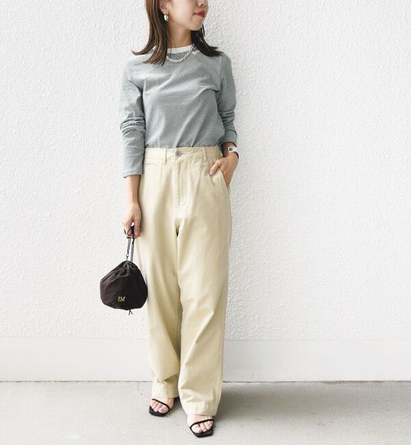 SHIPS for women「《一部追加予約》【WEB限定】〈洗濯機可能〉刺繍 デザイン ボーダー リンガー TEE」|Tシャツ・カットソー|