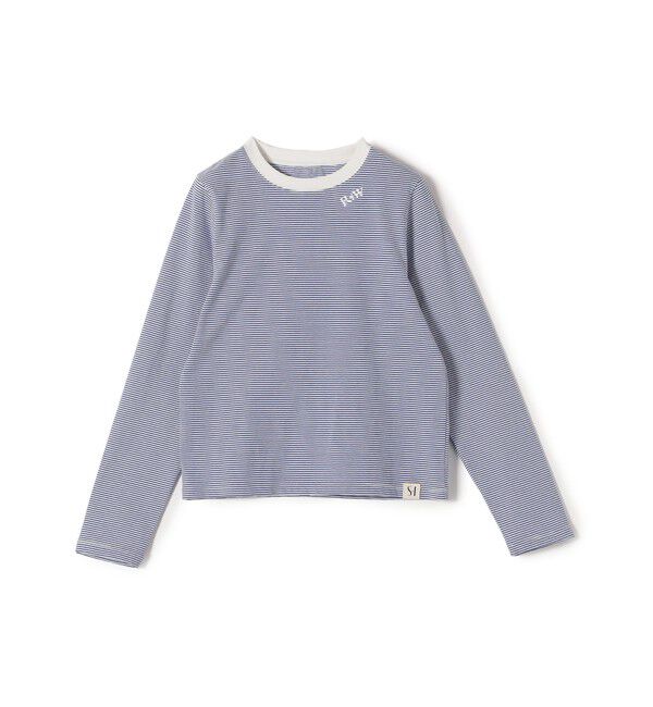 SHIPS for women「《一部追加予約》【WEB限定】〈洗濯機可能〉刺繍 デザイン ボーダー リンガー TEE」|Tシャツ・カットソー|