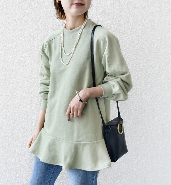 SHIPS for women「【WEB限定】〈着丈が選べる/手洗い可能〉裏毛 フレア チュニック」|チュニック|ライトグリーン