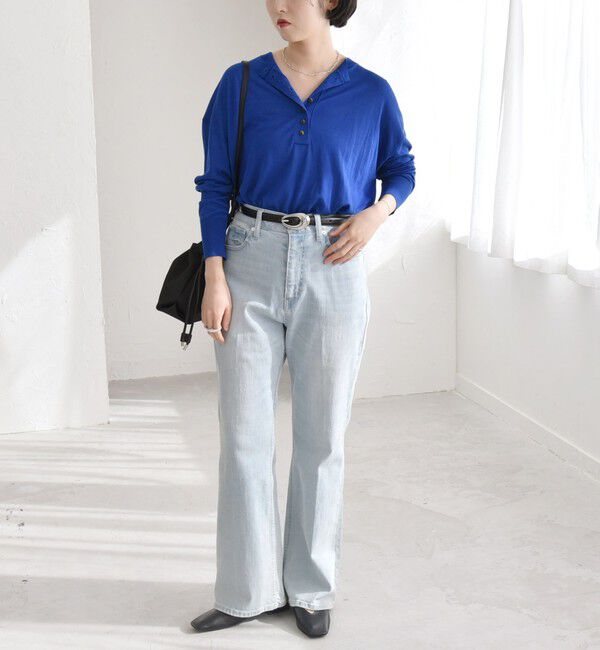 quaranciel「quaranciel:〈手洗い可能〉シルク ミックス ヘンリーネック ニット プルオーバー」|ニット・セーター|