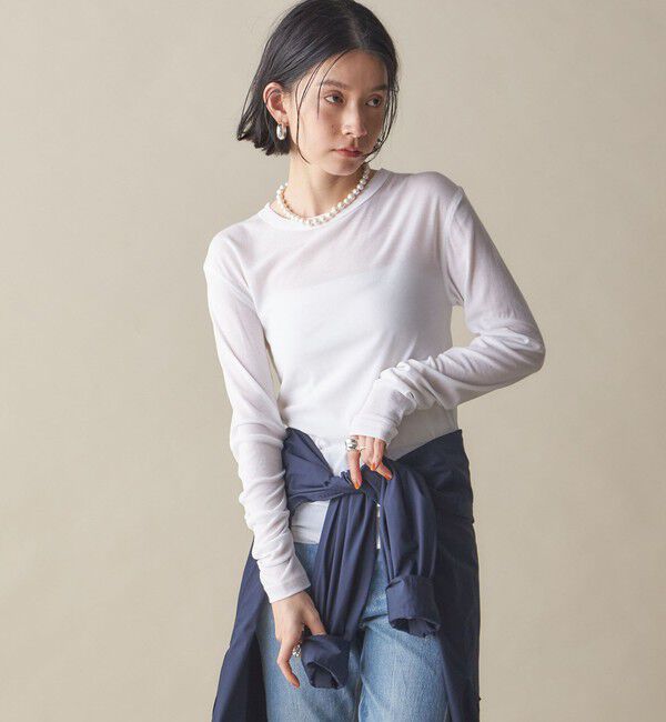 SHIPS for women「SHIPS NINE CASE:〈洗濯機可能〉ロゴ ロング スリーブ TEE」|Tシャツ・カットソー|