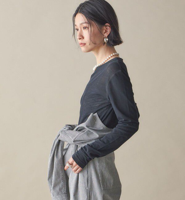 SHIPS for women「SHIPS NINE CASE:〈洗濯機可能〉ロゴ ロング スリーブ TEE」|Tシャツ・カットソー|