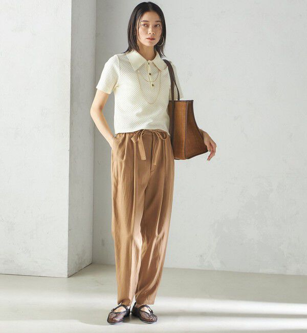 SHIPS for women「小泉里子コラボ:シャーリング ジャカード ポロ」|ポロシャツ|