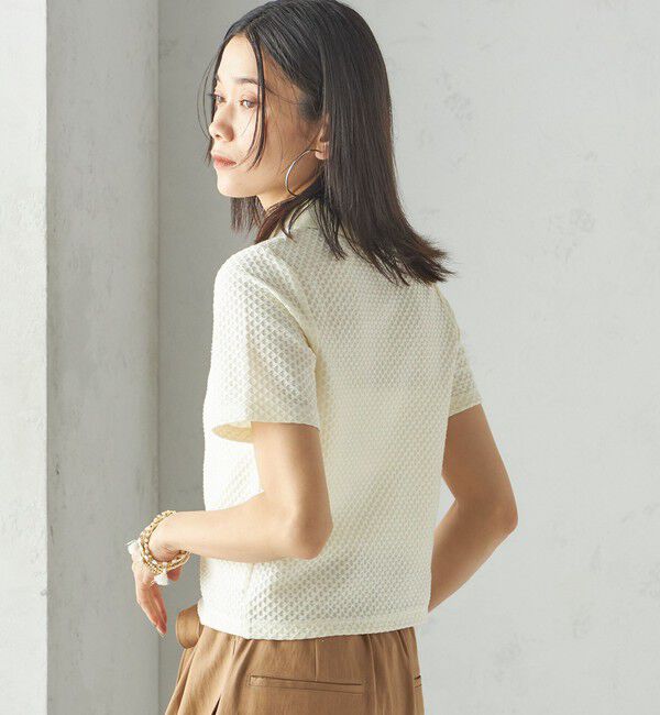 SHIPS for women「小泉里子コラボ:シャーリング ジャカード ポロ」|ポロシャツ|