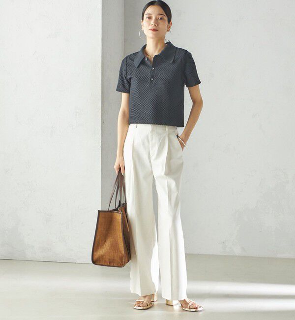 SHIPS for women「小泉里子コラボ:シャーリング ジャカード ポロ」|ポロシャツ|