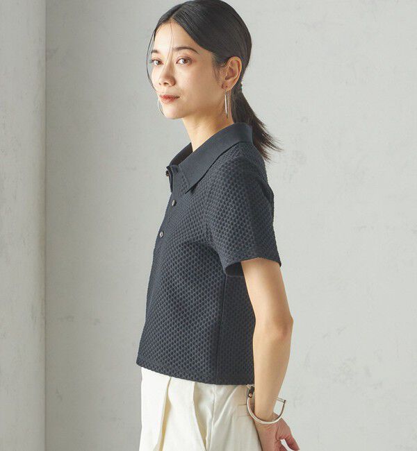 SHIPS for women「小泉里子コラボ:シャーリング ジャカード ポロ」|ポロシャツ|