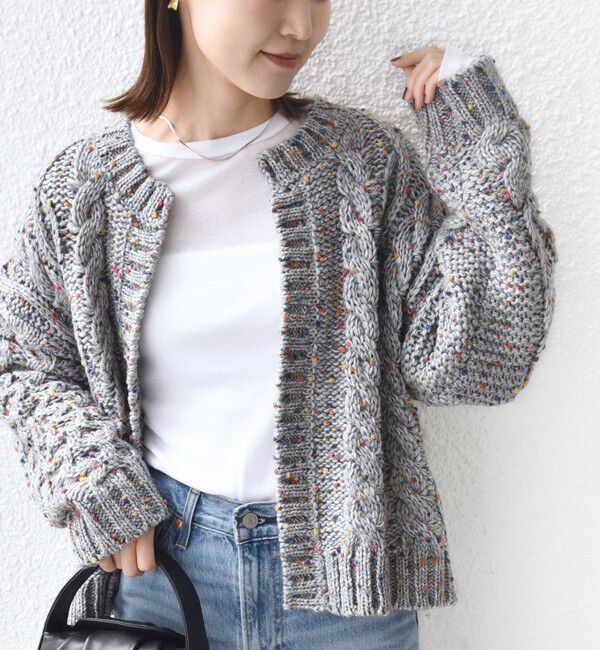 SHIPS for women「【WEB限定】〈手洗い可能〉ネップヤーン ケーブル ニット カーディガン」|カーディガン|