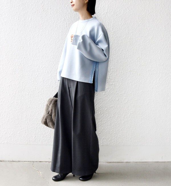 SHIPS for women「【WEB限定】〈手洗い可能〉サイド スリット フリル ダンボール カットソー」|Tシャツ・カットソー|