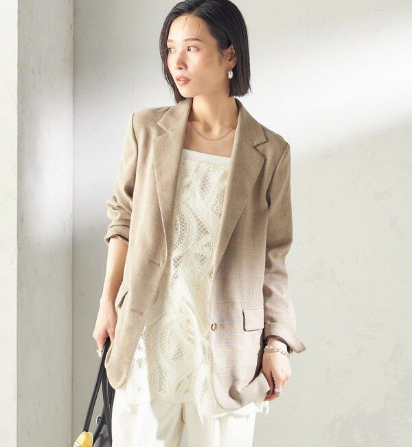 SHIPS for women「《予約》〈吸水速乾・手洗い可能〉麻調 ドンゴロス 2釦 ジャケット」|テーラードジャケット|