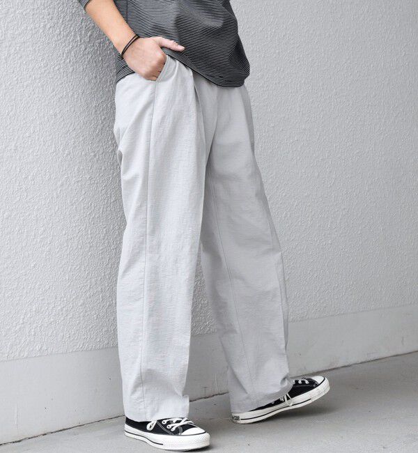 SHIPS any「SHIPS any: コットン/ナイロン ワッシャー 2タック セミワイド イージー パンツ(セットアップ対応)◆」|チノ|