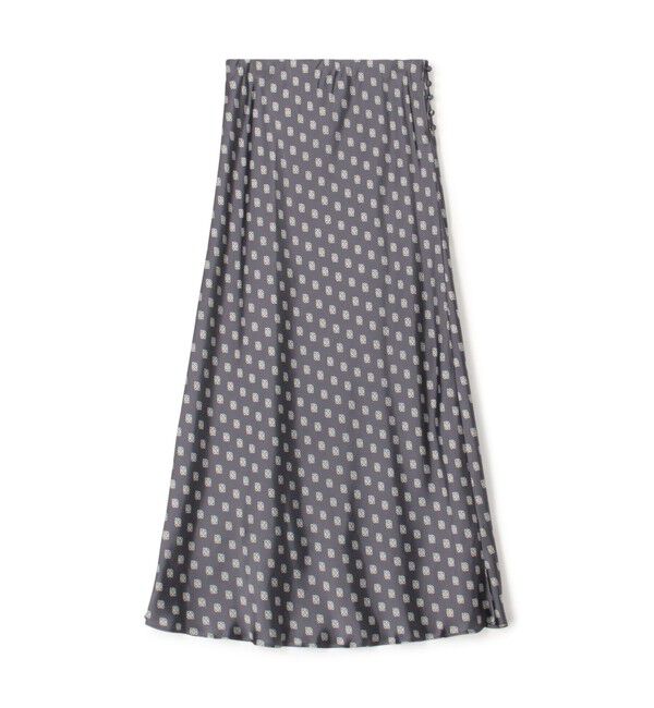 SOULEIADO「ポリエステルプリント バイヤスナロースカート」|フレア|18 ブラック系