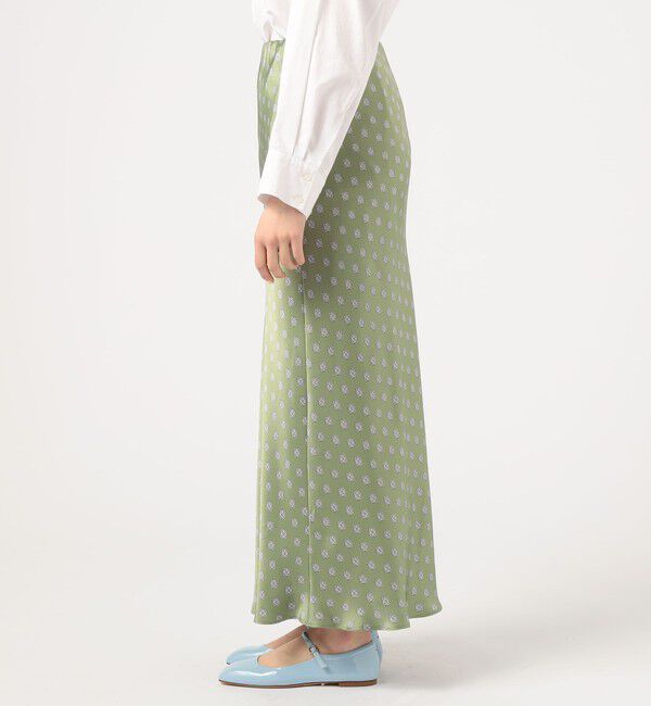 SOULEIADO「ポリエステルプリント バイヤスナロースカート」|フレア|