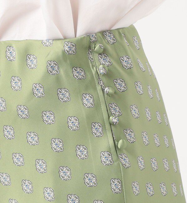 SOULEIADO「ポリエステルプリント バイヤスナロースカート」|フレア|