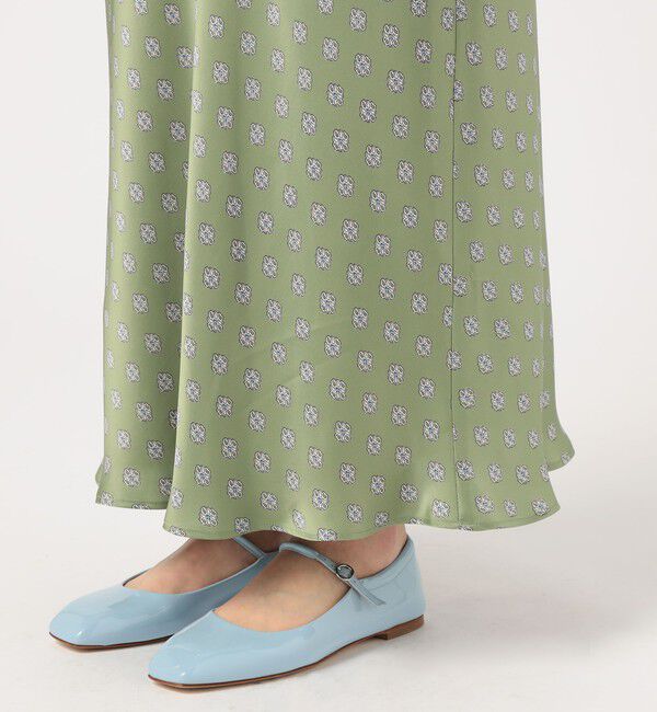 SOULEIADO「ポリエステルプリント バイヤスナロースカート」|フレア|