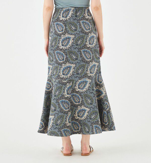 SOULEIADO「ポリエステルプリント マーメイドスカート」|フレア|