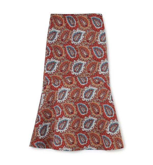 SOULEIADO「ポリエステルプリント マーメイドスカート」|フレア|36 レッド系