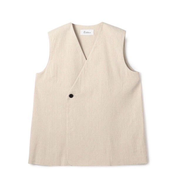 Edition「リネンストレッチ Vネックジレ」|ベスト・ジレ|41 ライトベージュ