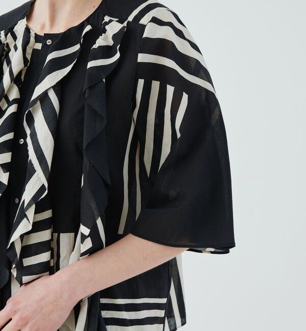 GALERIE VIE「ランドレイヤープリント フリルシャツ」|シャツ・ブラウス|