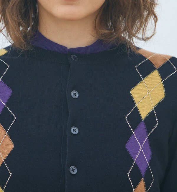 MACPHEE「プレーンウールアーガイル クルーネックカーディガン」|カーディガン|