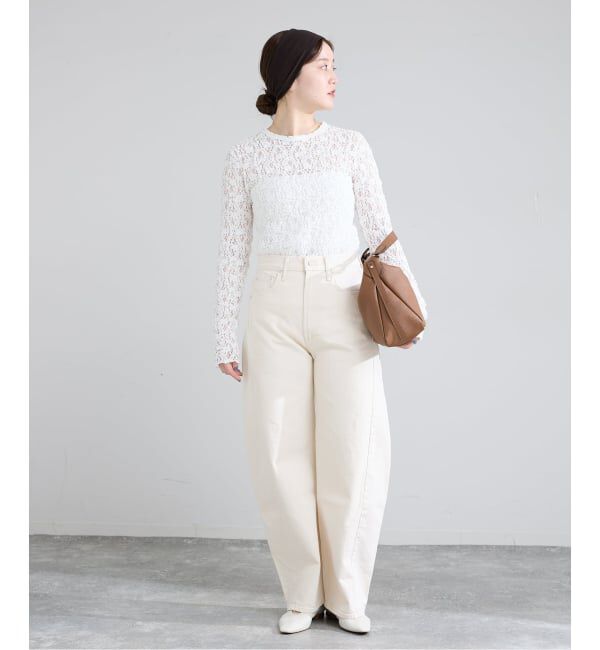 IENA「《一部カラーWEB限定/追加3予約》Flowerストレッチレースプルオーバー」|Tシャツ・カットソー|