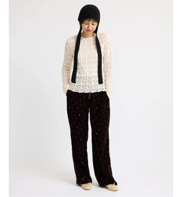 IENA「《一部カラーWEB限定/追加3予約》Flowerストレッチレースプルオーバー」|Tシャツ・カットソー|