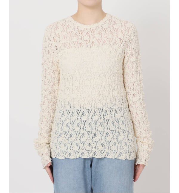 IENA「《一部カラーWEB限定/追加3予約》Flowerストレッチレースプルオーバー」|Tシャツ・カットソー|