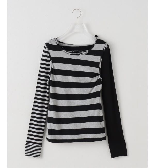 PULP「【Geek Office / ギークオフィス】OPEN YY / STRIPE CONVERTIBLE HOOK TOP DRESS」|Tシャツ・カットソー|ブラック